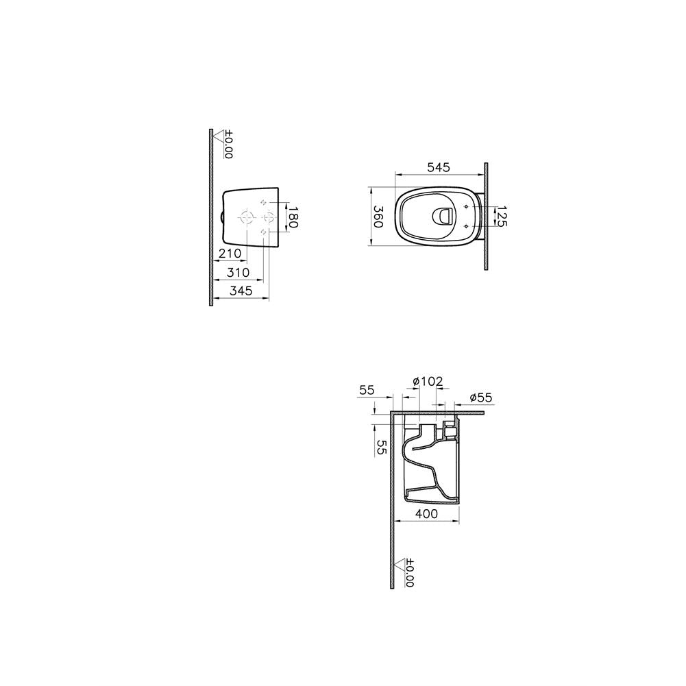 Vitra Plural Rim-Ex Kanalsız Asma Klozet Mat Siyah 7830B483-0090