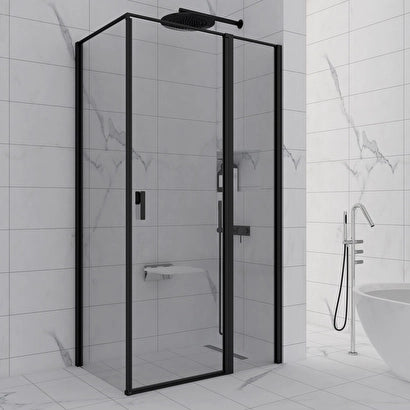 Orsa D231 120x80 Cm Duş Üstü Siyah Profil Şeffaf 8 Mm Temperli Cam Yükseklik 200 Cm