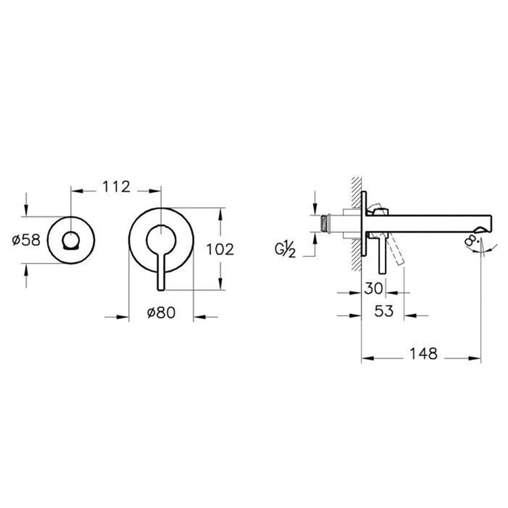 VitrA Origin Ankastre Lavabo Bataryası Parlak Bakır Sıva Üstü A4258126