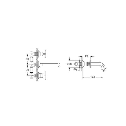 VitrA Origin Classic Ankastre Lavabo Bataryası Fırçalı Altın A4289025