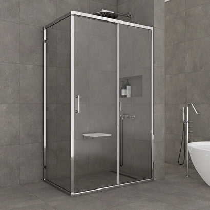 Ri̇to D231 120x80 Duş Üstü Parlak Gümüş Profil Şeffaf 6 Mm Temperli Cam Yükseklik 192 Cm