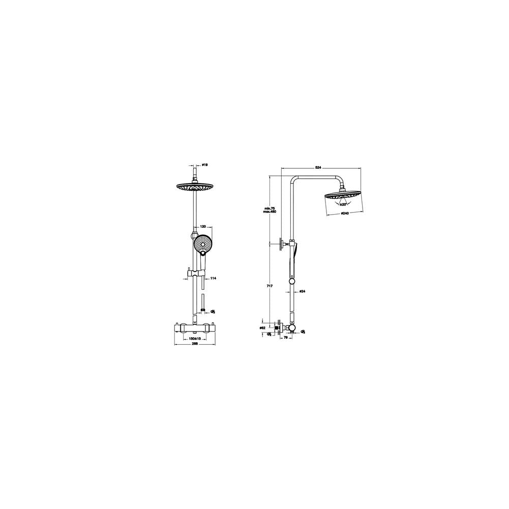 VitrA Bliss AquaHeat Bliss 240 2F Duş Sistemi Gold  A4720523