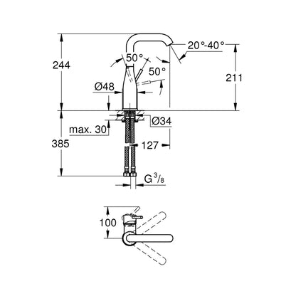 Grohe Essence Tek Kumandalı Lavabo Bataryası 1/2" L-Boyut - 24177KF1