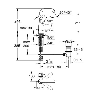 Grohe Essence Tek Kumandalı Lavabo Bataryası 1/2"L - 24174A01