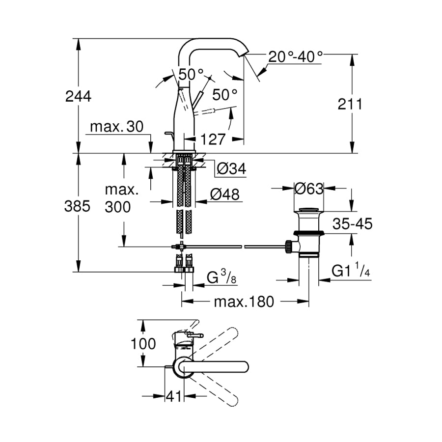 Grohe Essence Tek Kumandalı Lavabo Bataryası 1/2"L - 24174AL1
