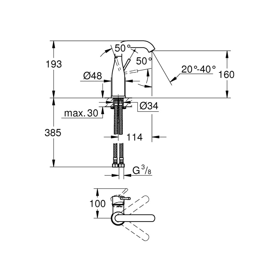 Grohe Essence Tek Kumandalı Lavabo Bataryası M - 24176001