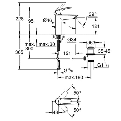 Grohe Eurosmart Tek Kumandalı Lavabo Bataryası M - Boyut - 23322003