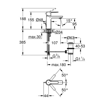 Grohe Lineare Tek Kumandalı Lavabo Bataryası 1/2" Xs-Boyut - 32109001
