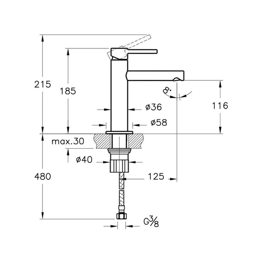 VitrA Origin Lavabo Bataryası Siyah  A4255636WTC